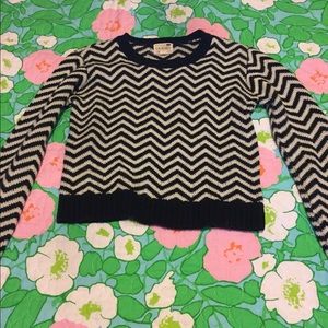 LA Hearts Black & White Chevron Crop Top Sweater